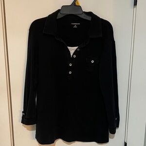Croft & Barrow Black Button-Up Top 3/4 sleeves